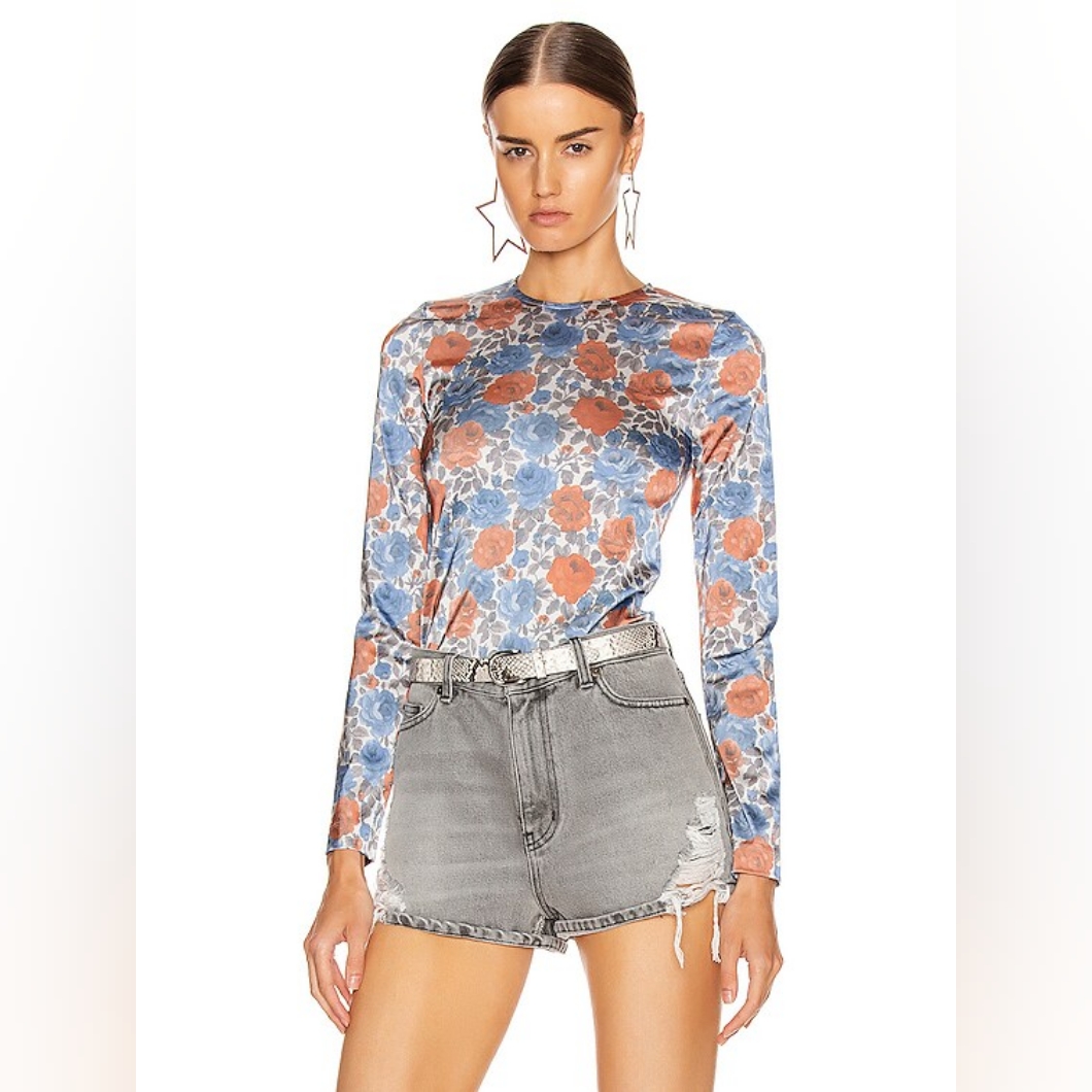 16. Nwt Marques Almeida Fitted Stretch Long Sleeve Floral Top